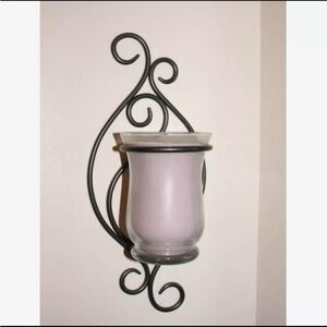2 Partylite Slim Hurricane Jar Candle Holder Wall Sconces Set Pair metal iron
